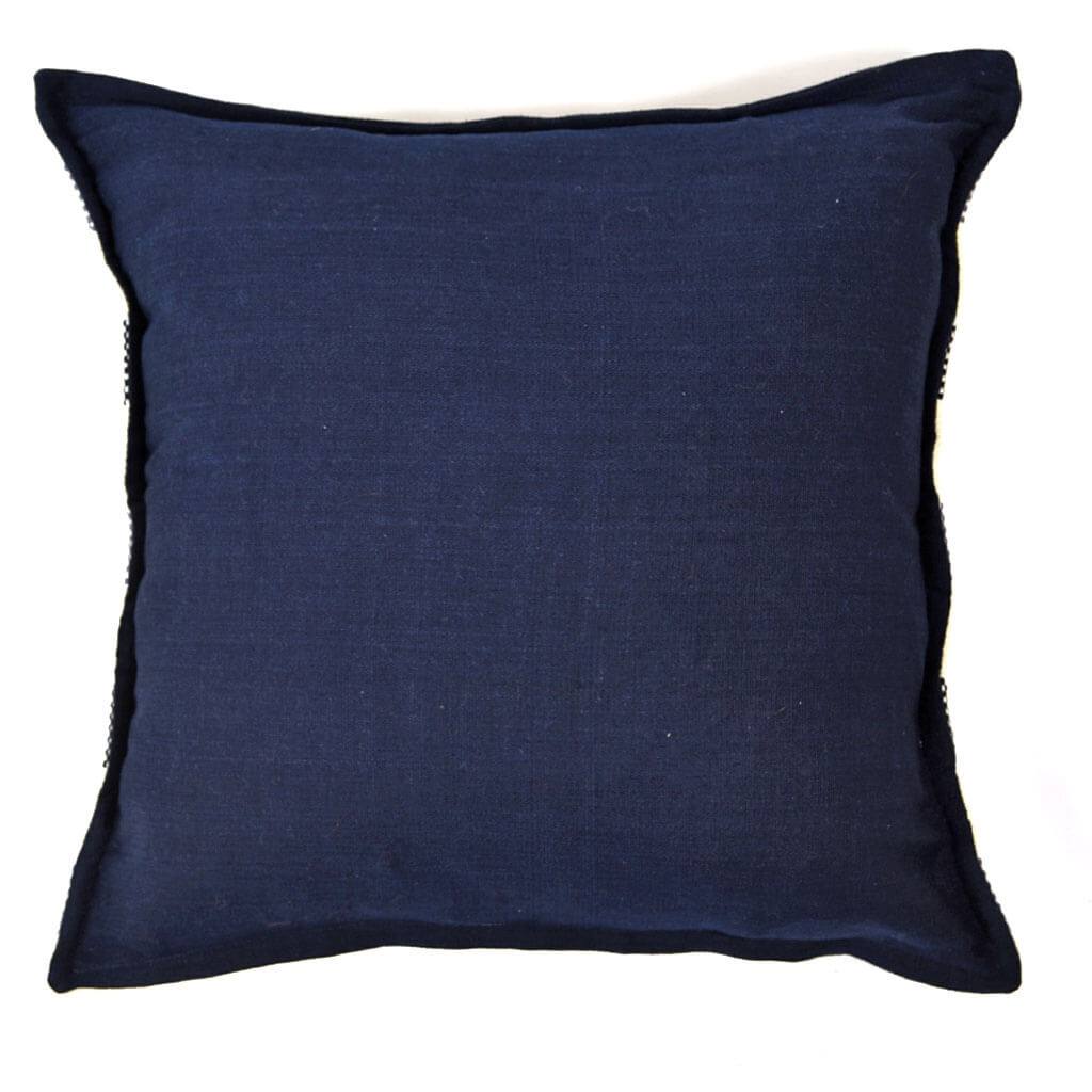 Handwoven Throw Pillow Navy Cream Stripes Fair Trade Mayamam Weavers