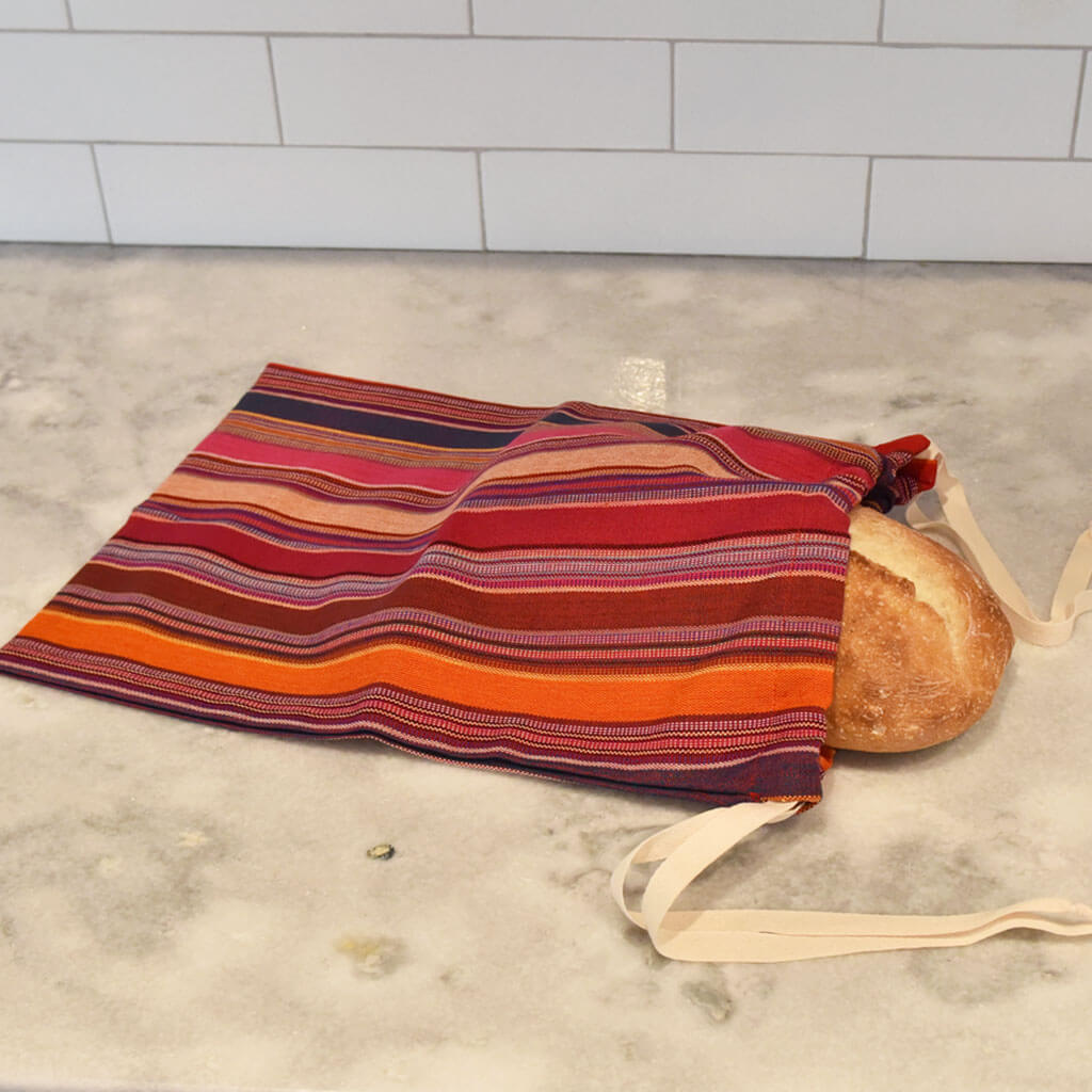 Magenta with stripes Bread bag. 