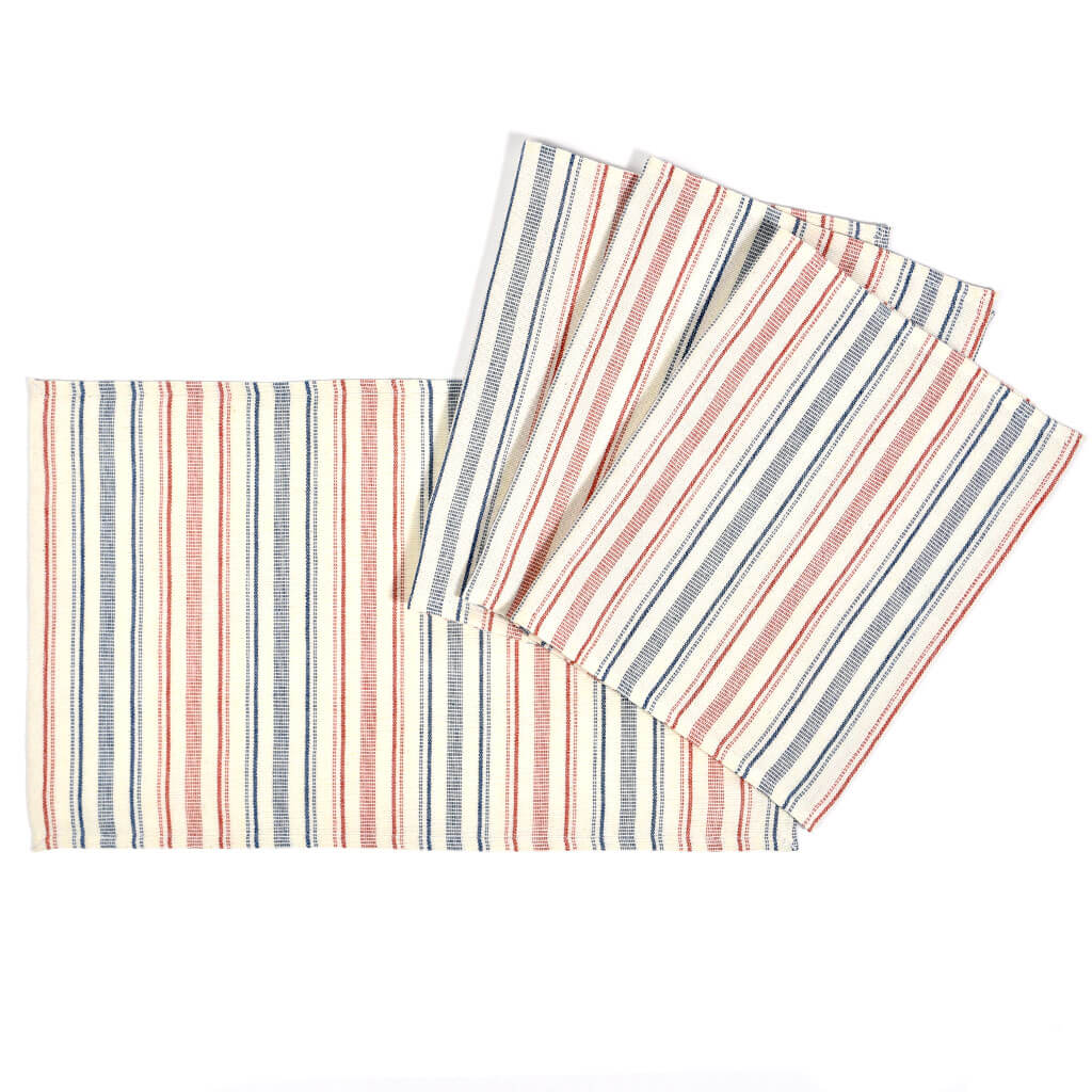 Hand Woven Striped Placemat Set | Ticking Stripe