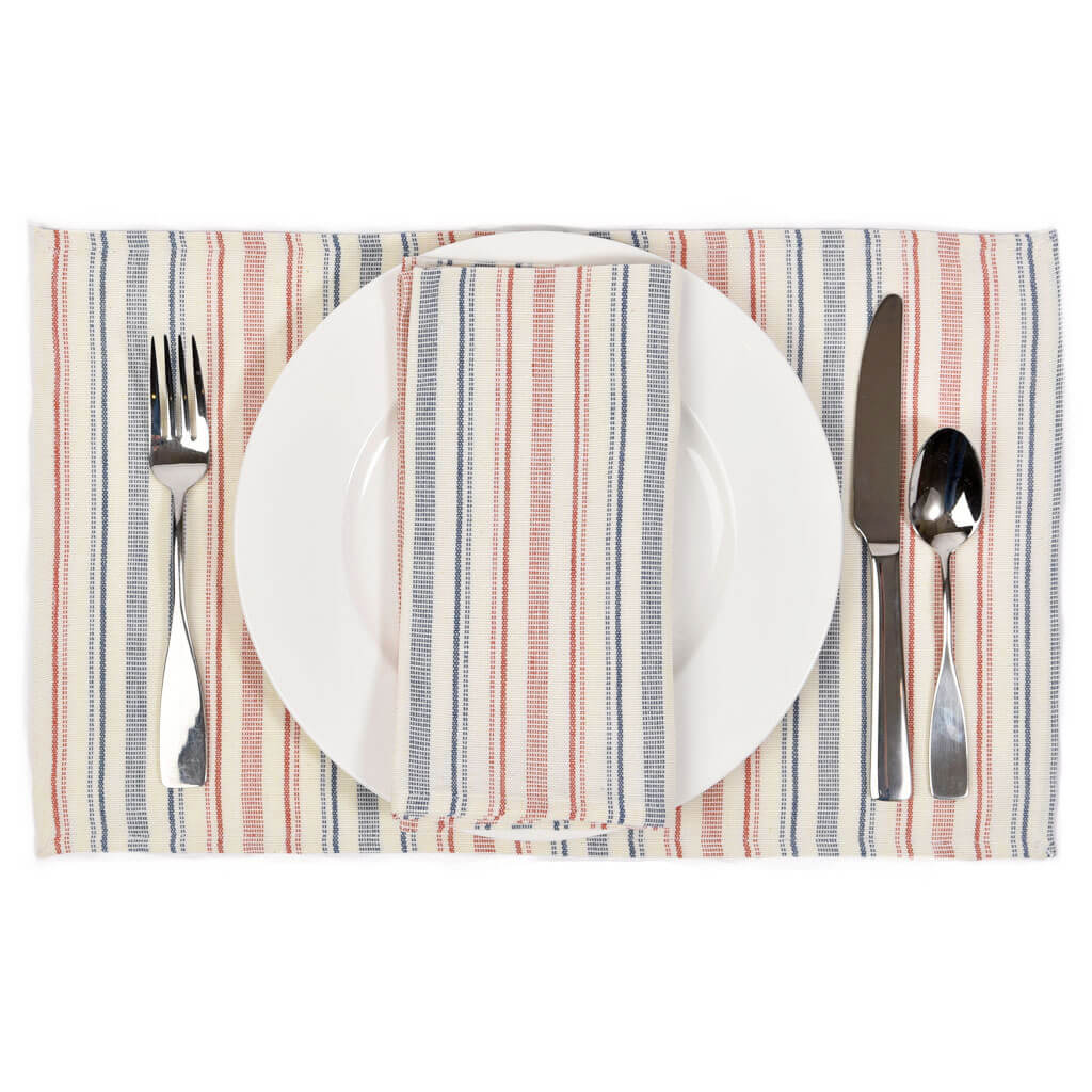 Hand Woven Striped Placemat Set | Ticking Stripe