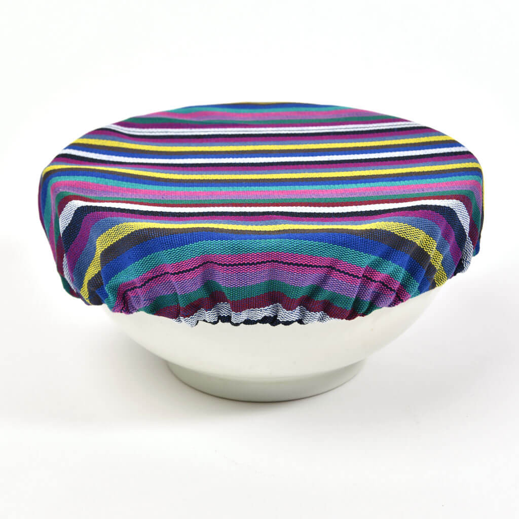 Hand Woven Bowl Cover | Cobalt Stripe