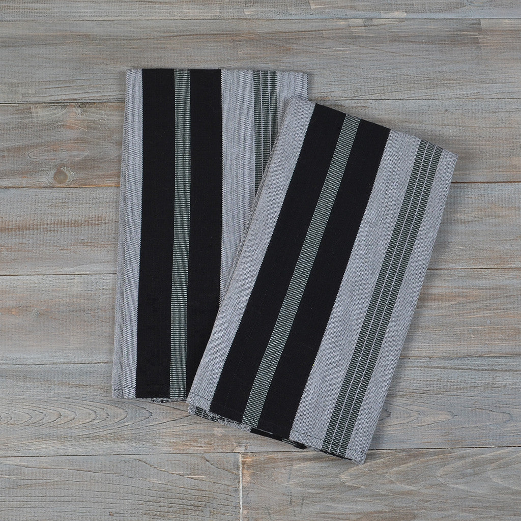 Hand woven Black & Gray Stripe Dish Towels Fair Trade Mayamam Weavers