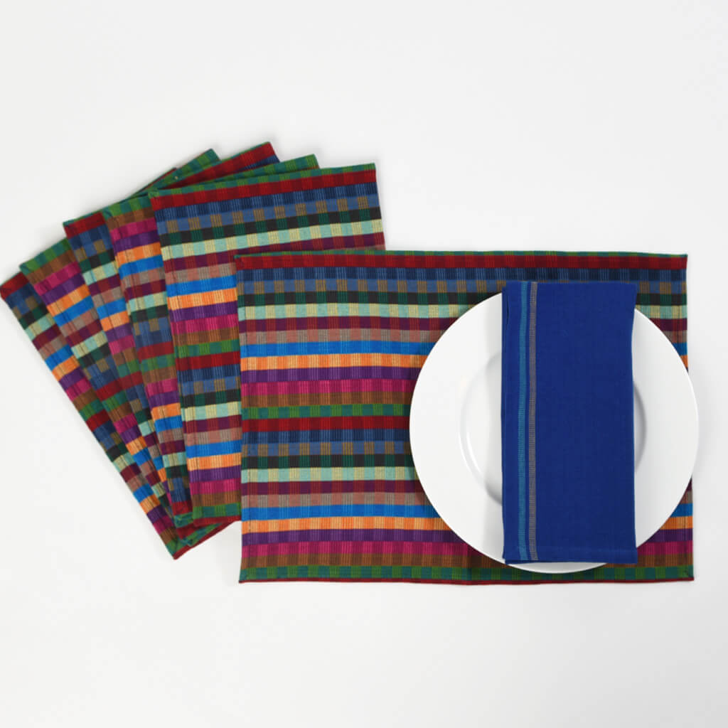 Hand Woven Cuadritos Placemats | Jeweltone