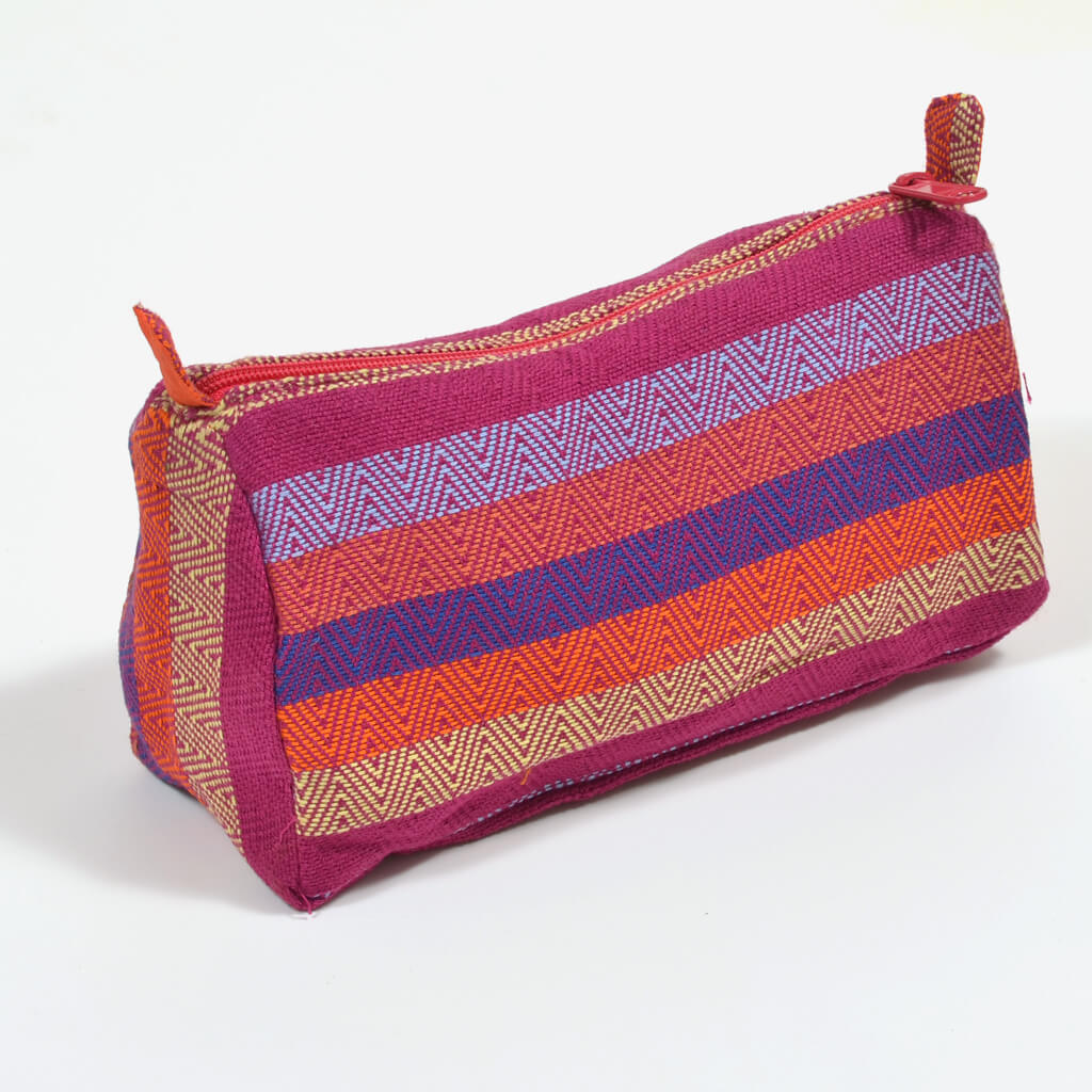 diamond stripe magenta cosmetic bag