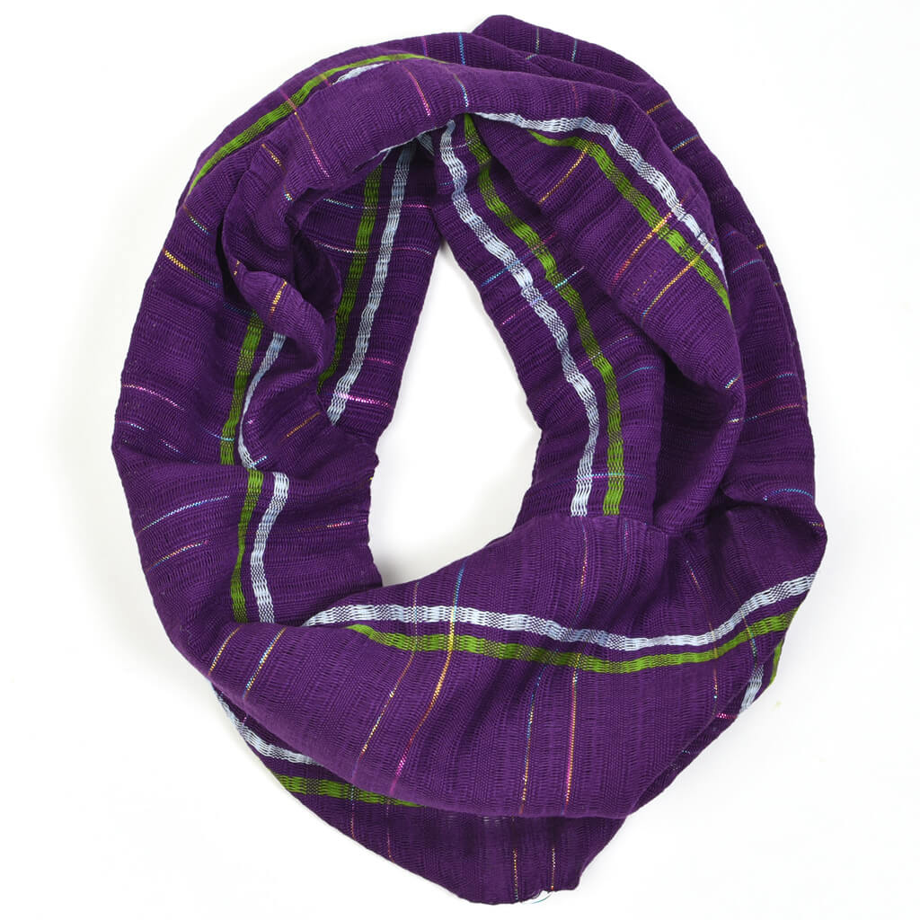 Hand Woven Infinity Scarf | Violet Sparkle