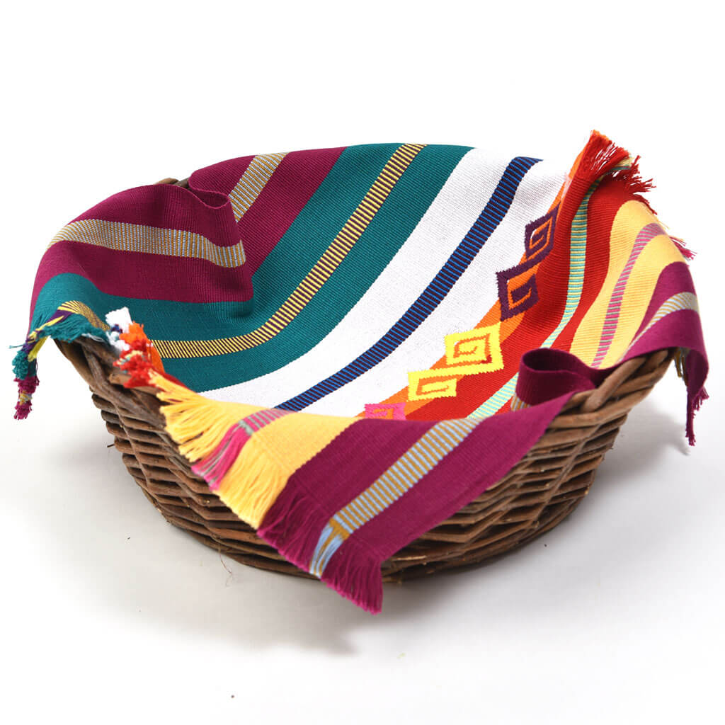 Guatemala Hand Woven Celebration Basket Liner | Magenta