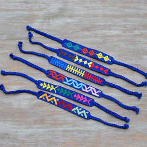 cobalt embroidered napkin ties set of 8