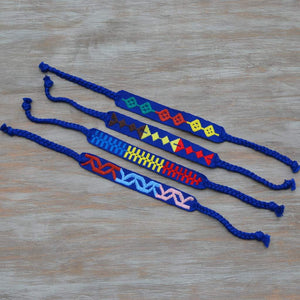 cobalt embroidered napkin ties set of 4