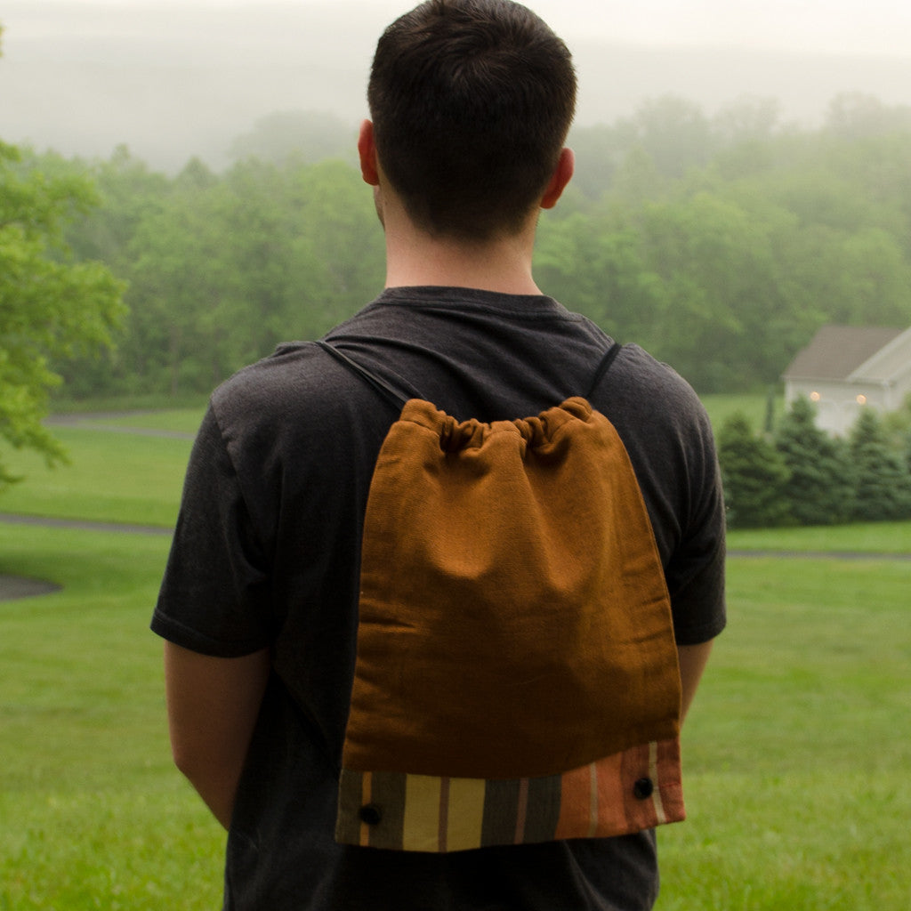 Rugged Canvas Drawstring Backpack with Vegan Cord - Mayamam Weavers