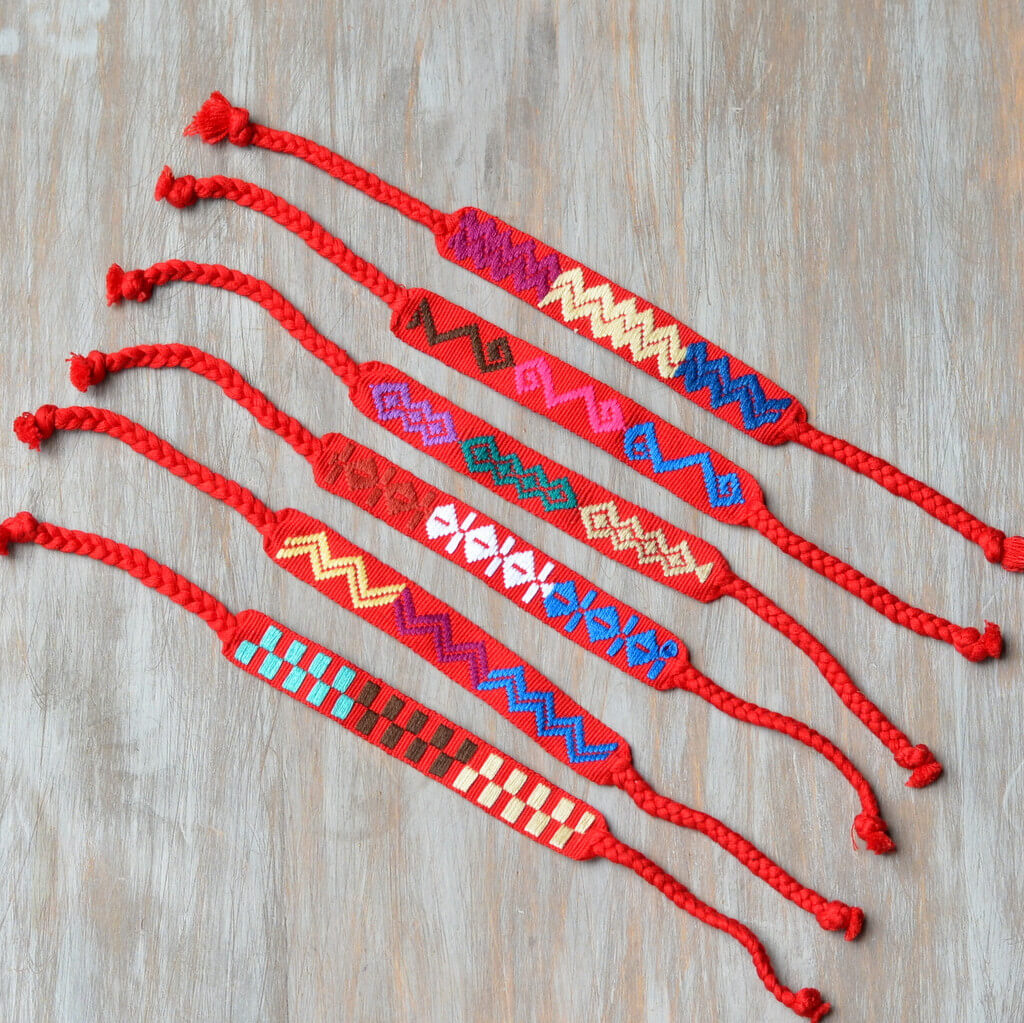 Guatemala Hand Woven Napkin Ties | Red