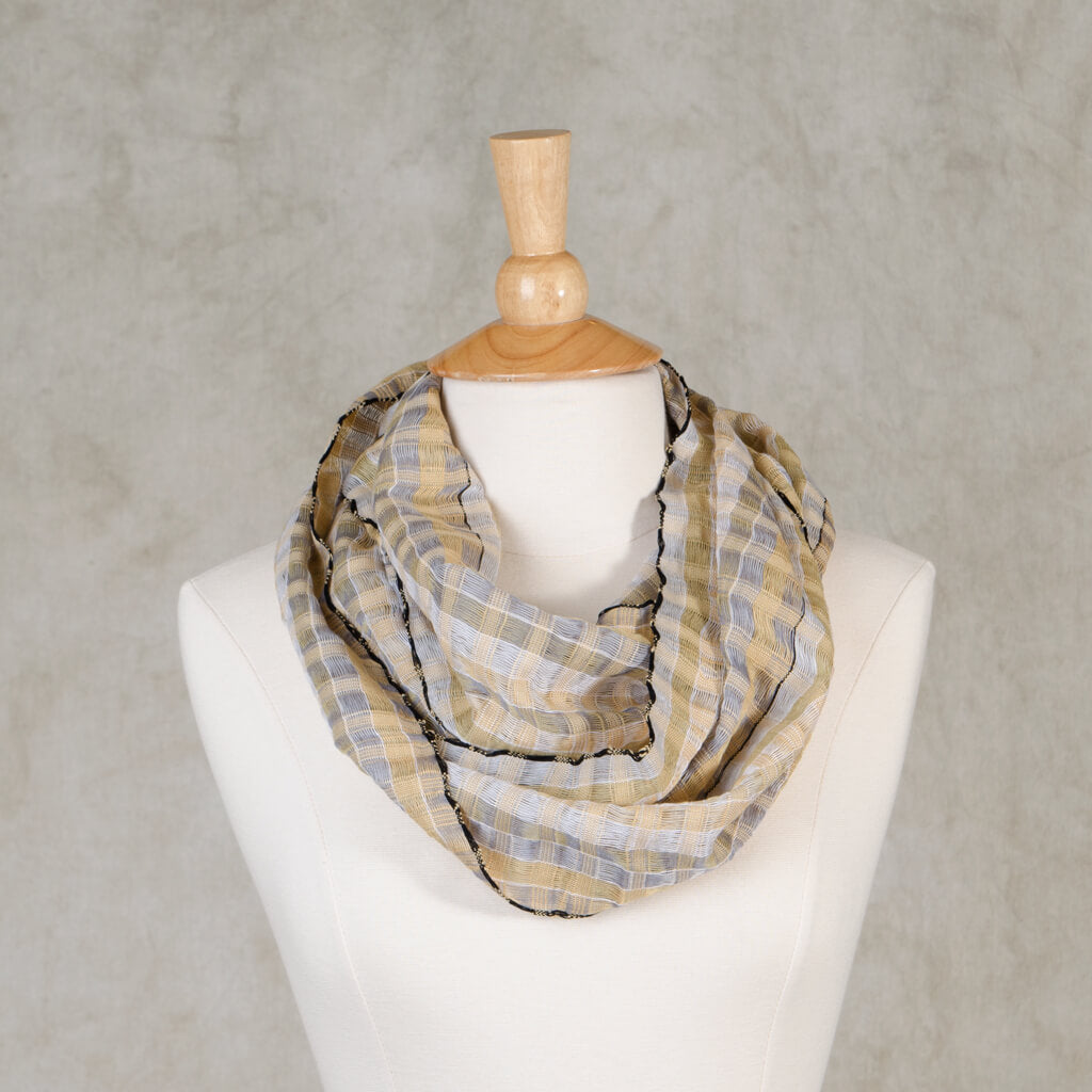Hand Woven Infinity Scarf | Champagne & Pearls