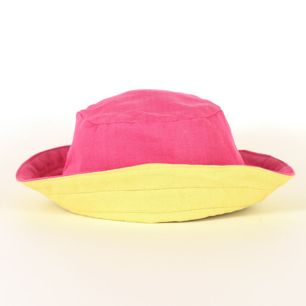 Hand Woven Child Bucket Hat | Hot Pink