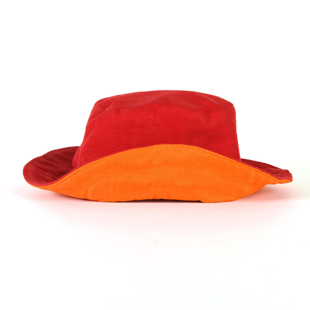 Hand Woven Child Bucket Hat | Bright Red