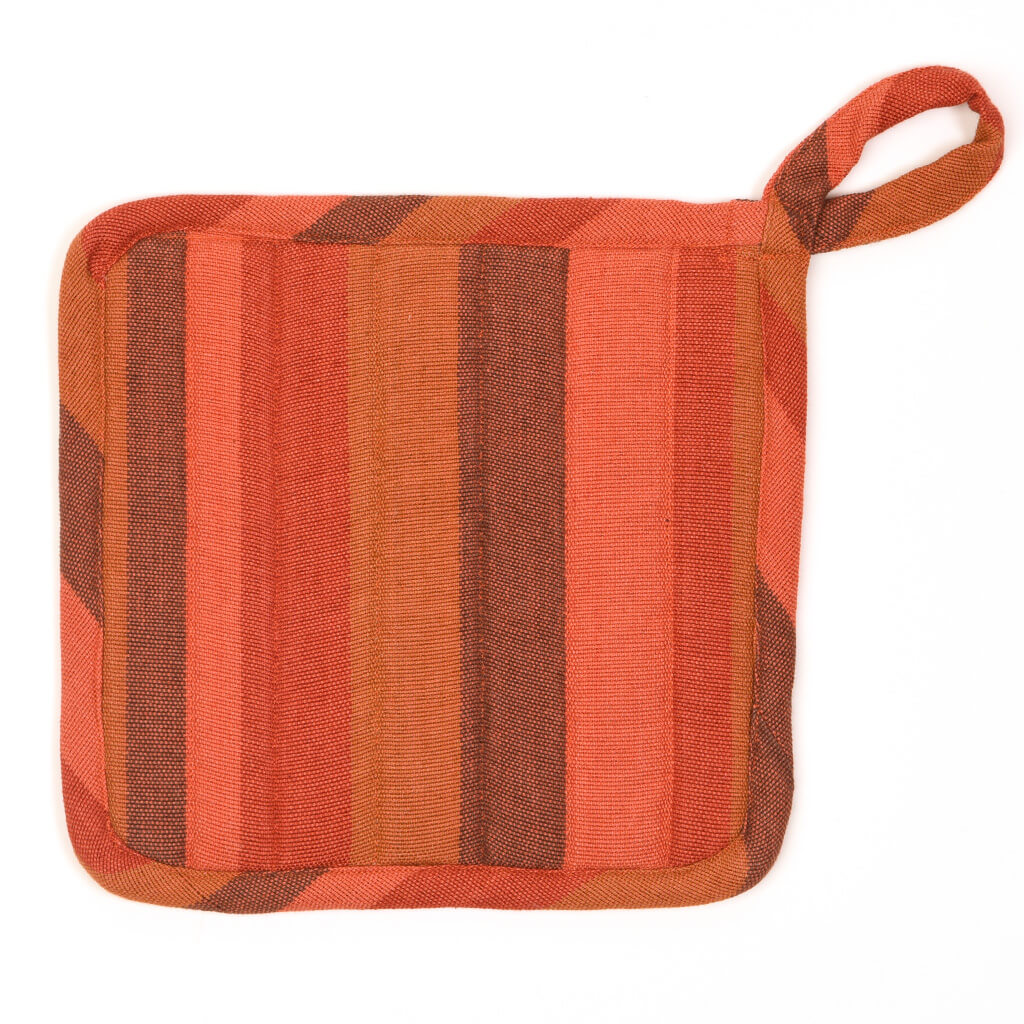Hand woven Square Pot Holder | Pumpkin Spice Stripes