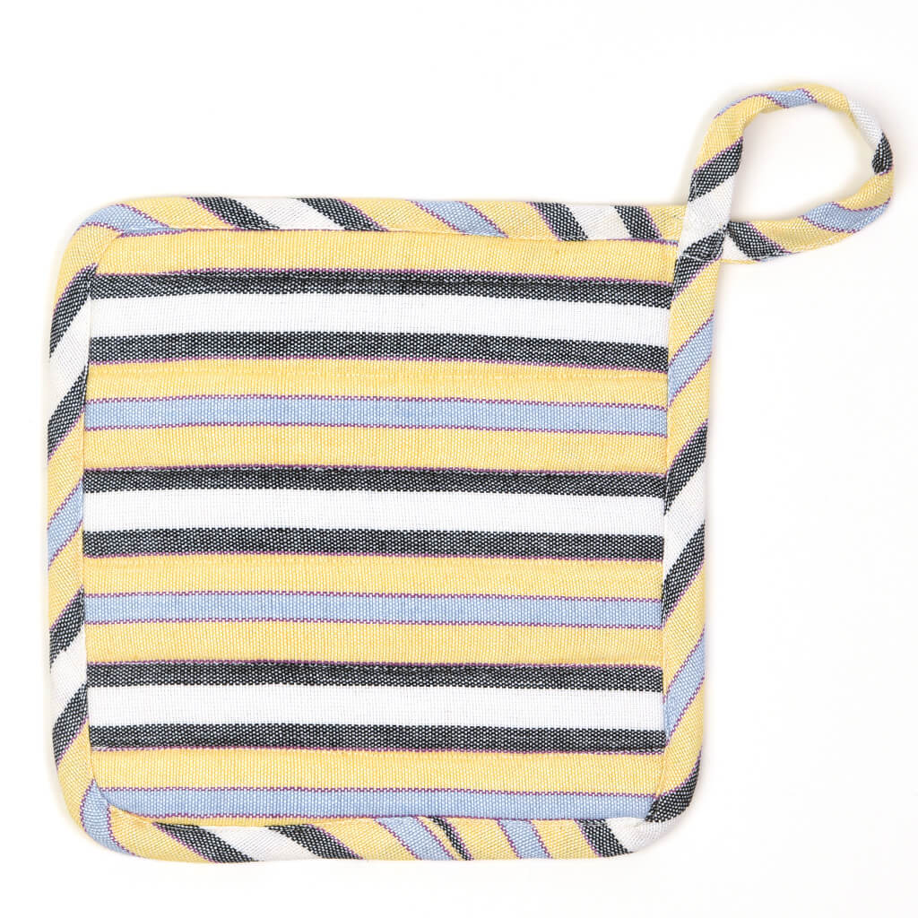 Hand Woven Square Pot Holder | Country French Stripes
