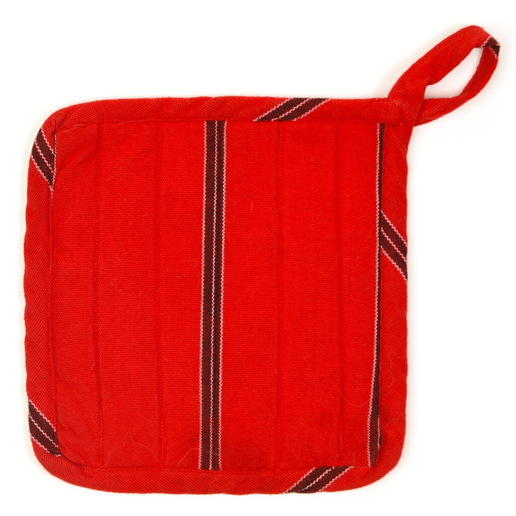 Hand Woven Square Pot Holder | Cajola Red Stripes