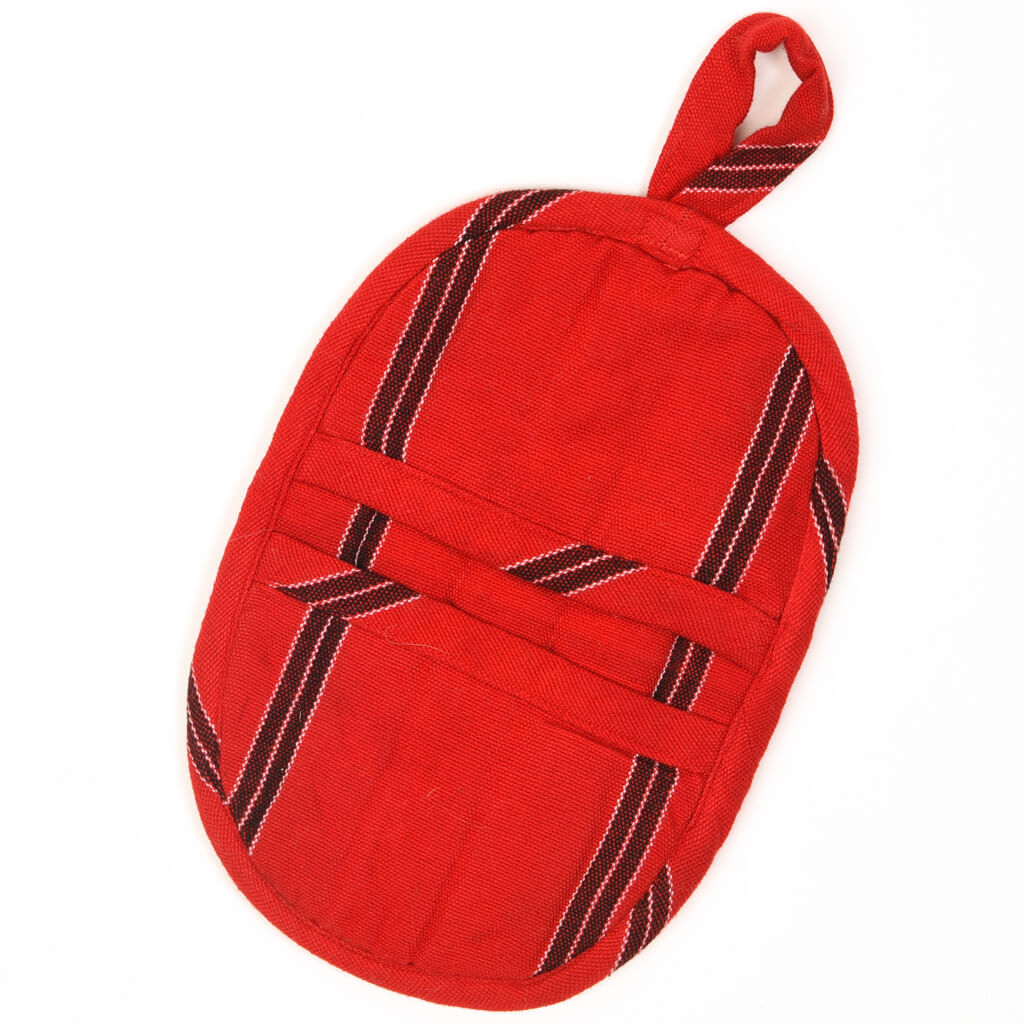 Hand woven Mini Oven Mitt | Cajola Red Stripes