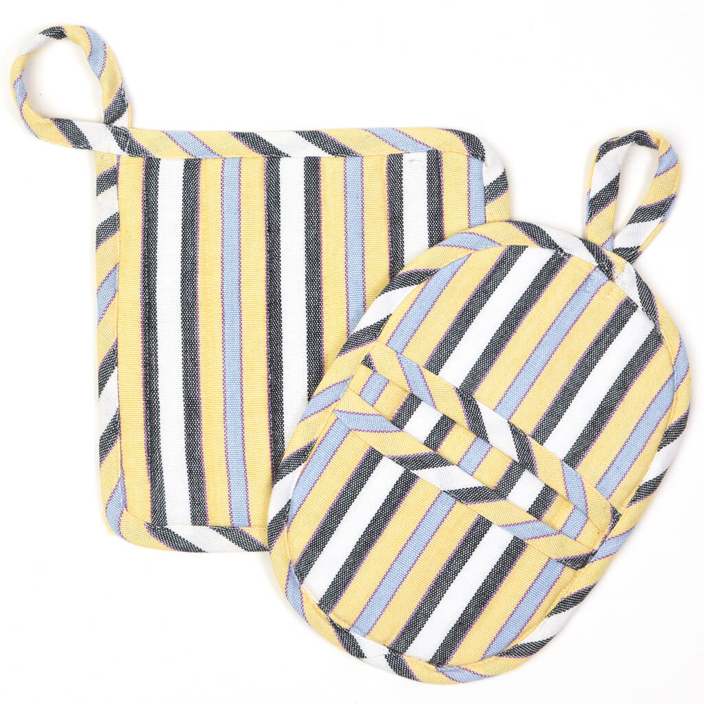 Hand Woven Potholder Gift Set | Country French Stripes