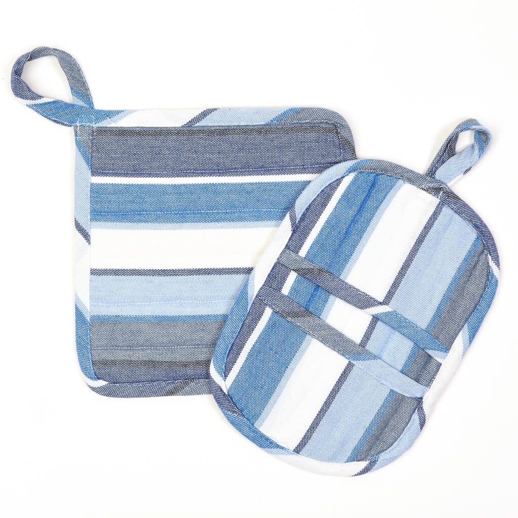 Mayamam Weavers Potholder Gift Set | Cobalt Blue Stripes One Size