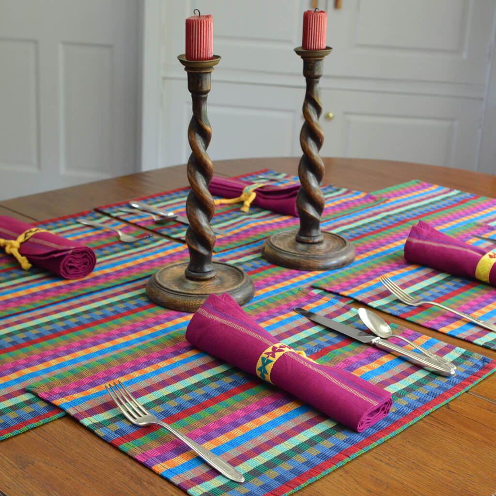 Hand Woven Cuadritos Placemats | Jeweltone