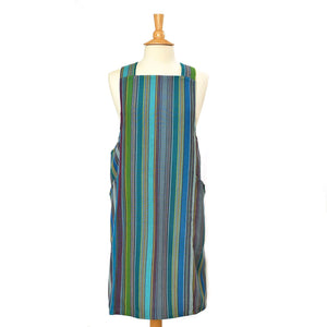 Turquois and green stripes crossback apron.