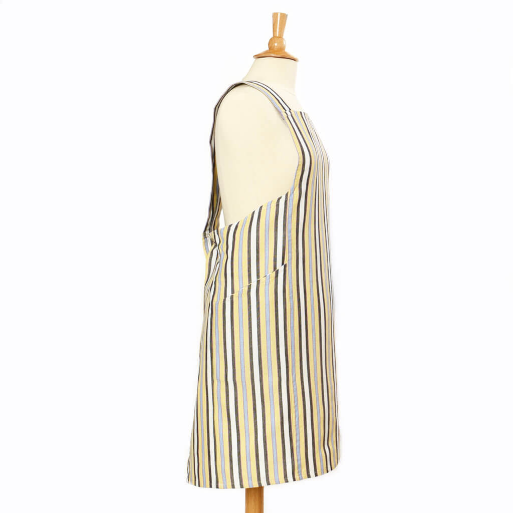 Hand Woven Crossback Apron | Country French Stripes