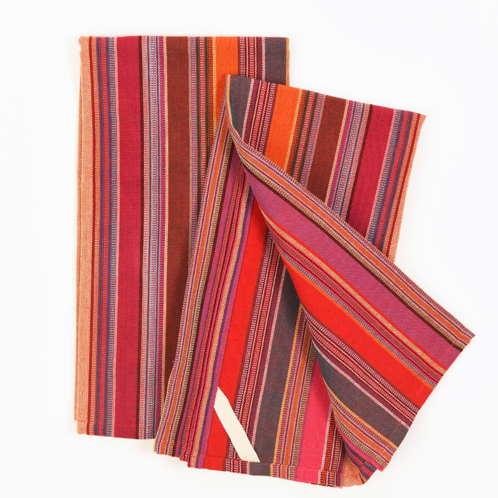 Hand Woven Striped Kitchen Towels | Berry Jubilee