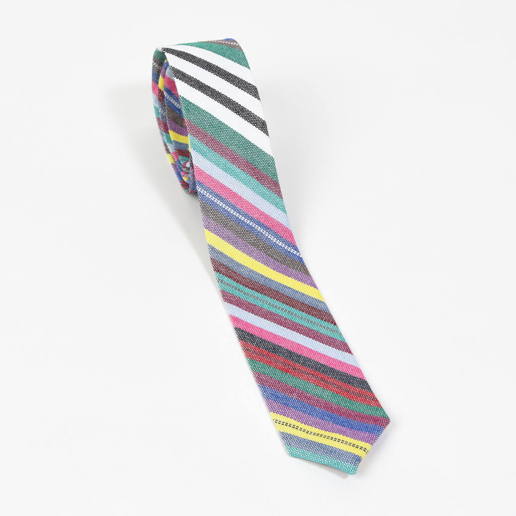 Hand Woven Men's Tie | Soft Multi Stripes