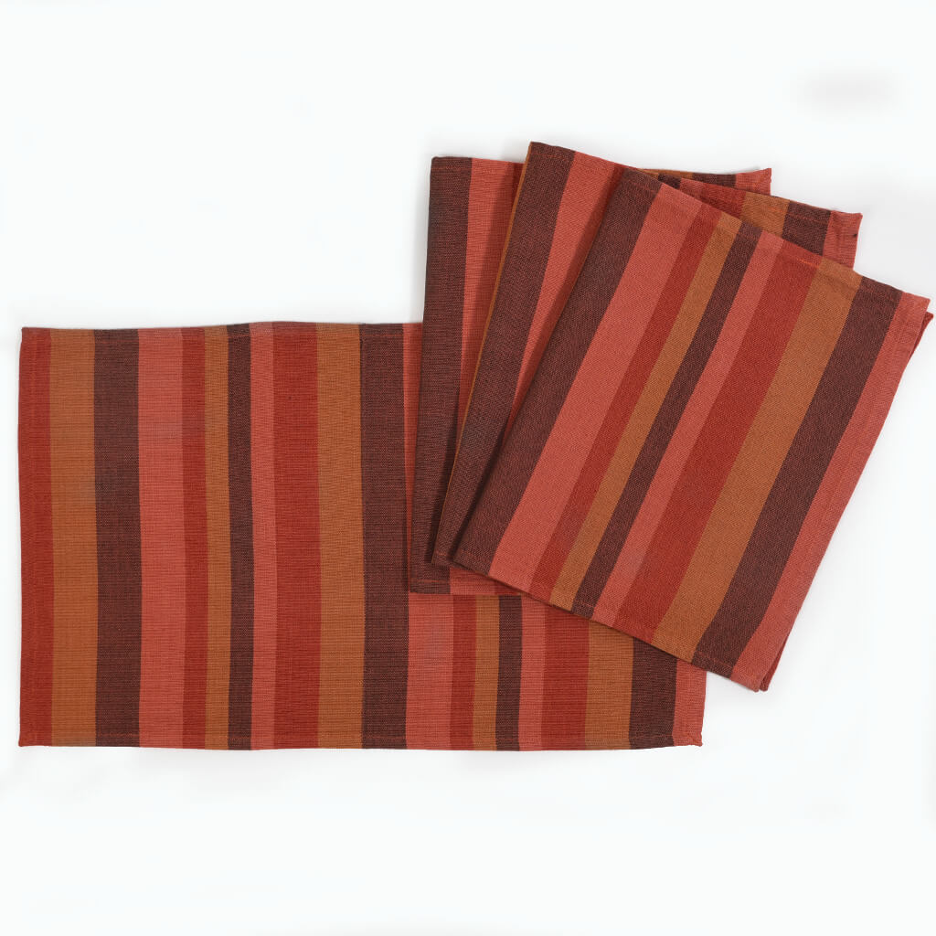 Custom Product | Hand Woven Striped Placemat Set | Pumpkin Spice