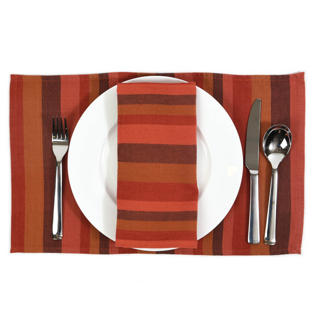 Custom Product | Hand Woven Striped Placemat Set | Pumpkin Spice