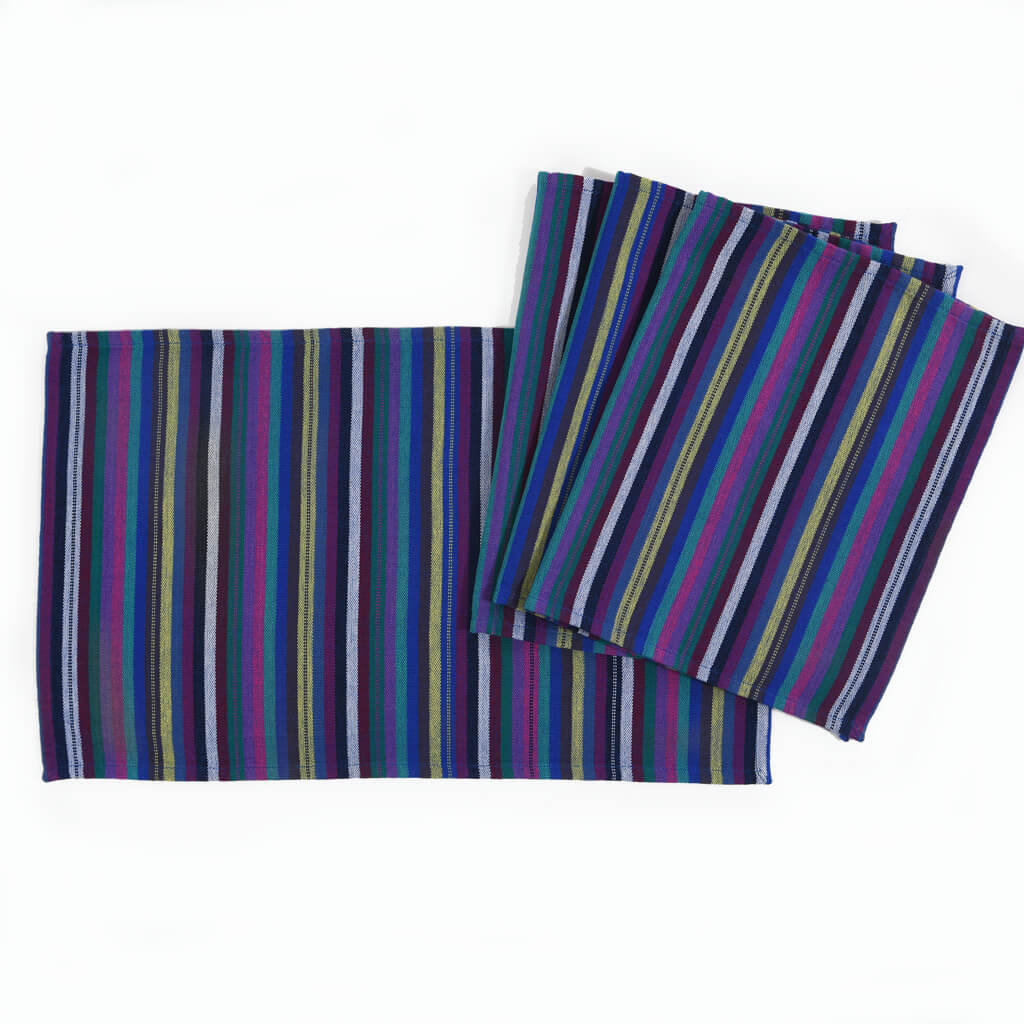 Hand Woven Striped Placemat Set | Cobalt Blues