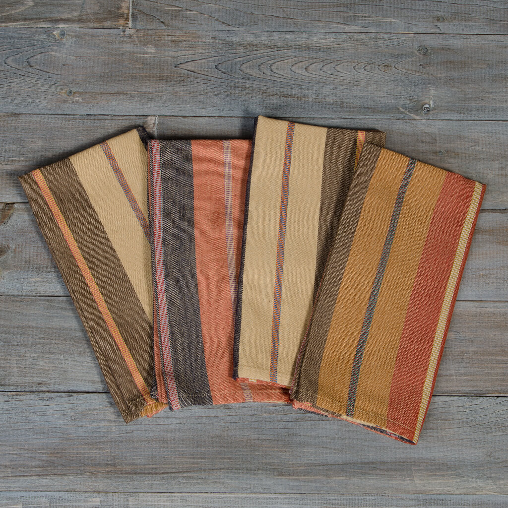 Hand woven Table Napkins | Wide Caramel Stripes