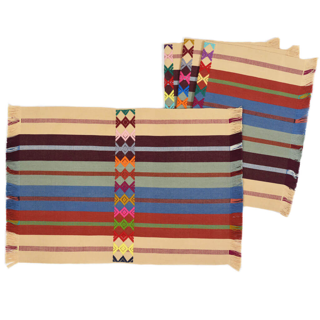 Guatemala weaving placemats champagne earth tones
