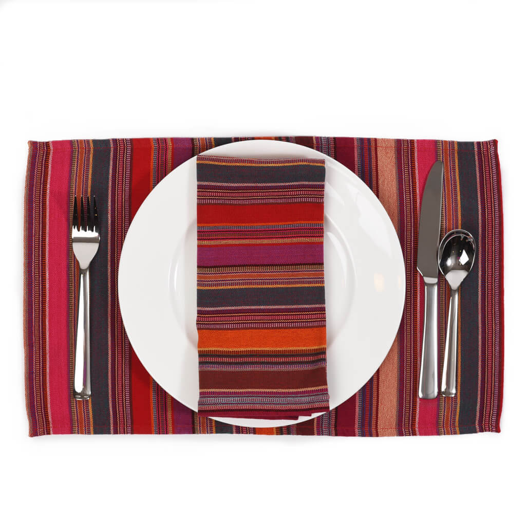 Hand Woven Striped Placemat Set | Berry Jubilee