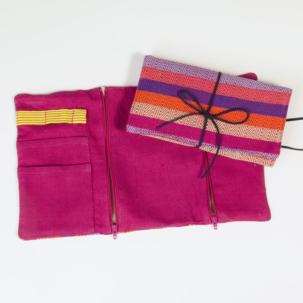 magenta diamond stripe jewelry roll