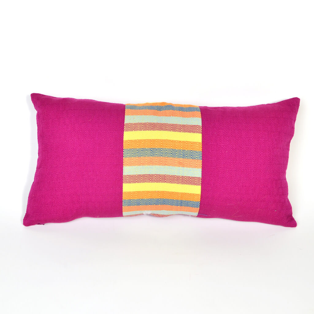 Lumbar Pillow | Diamond Stripe Magenta 24" Wide "Charming Accident"