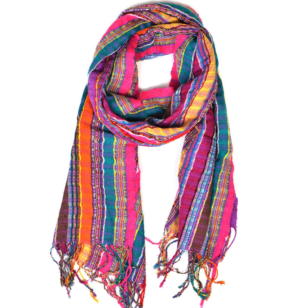 Hand Woven Fringed Scarf | Magenta Festival