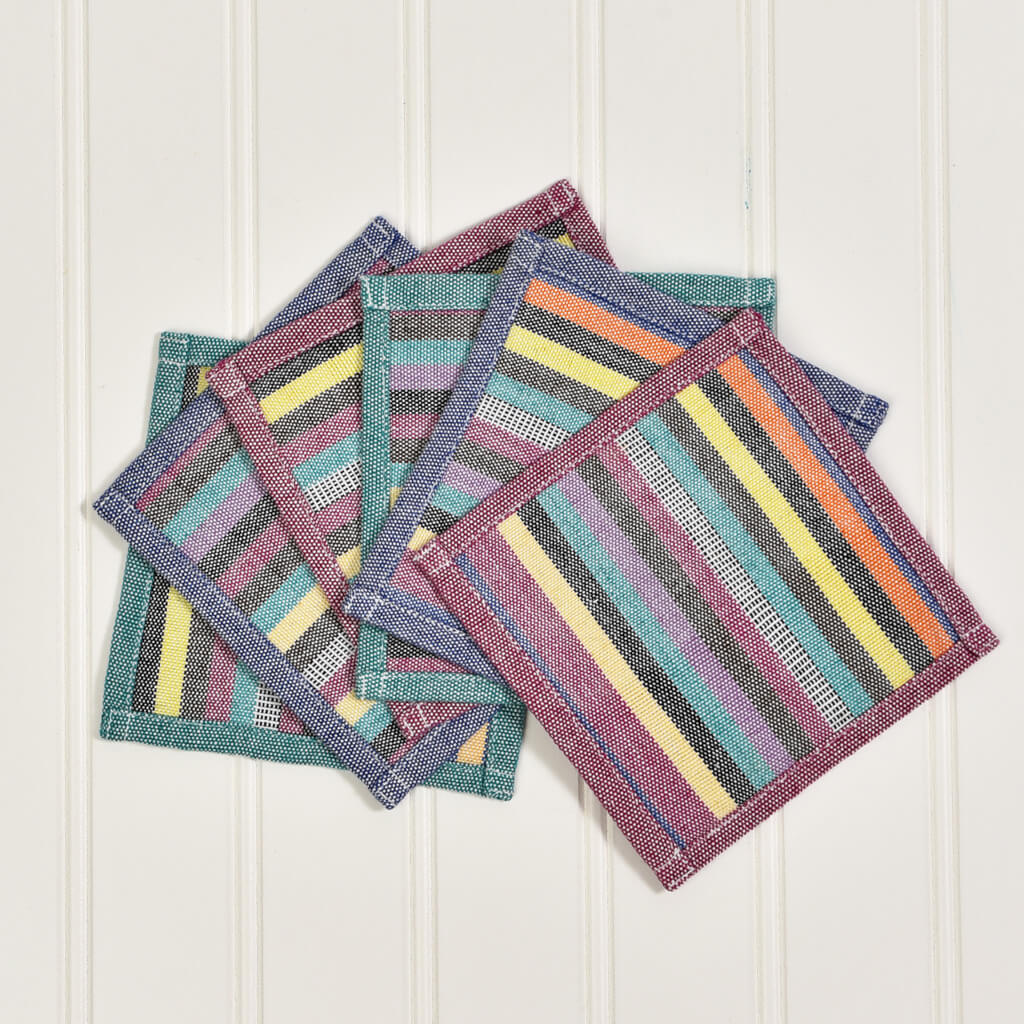 Hand Woven Coasters Stripes & Solids