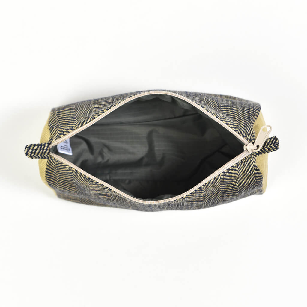 Hand Woven Cosmetic Bag | Navy & Khaki Herringbone