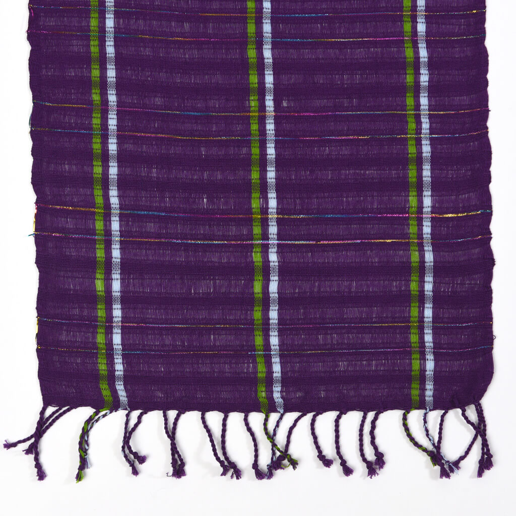 Hand Woven Fringed Scarf | Violet Sparkle
