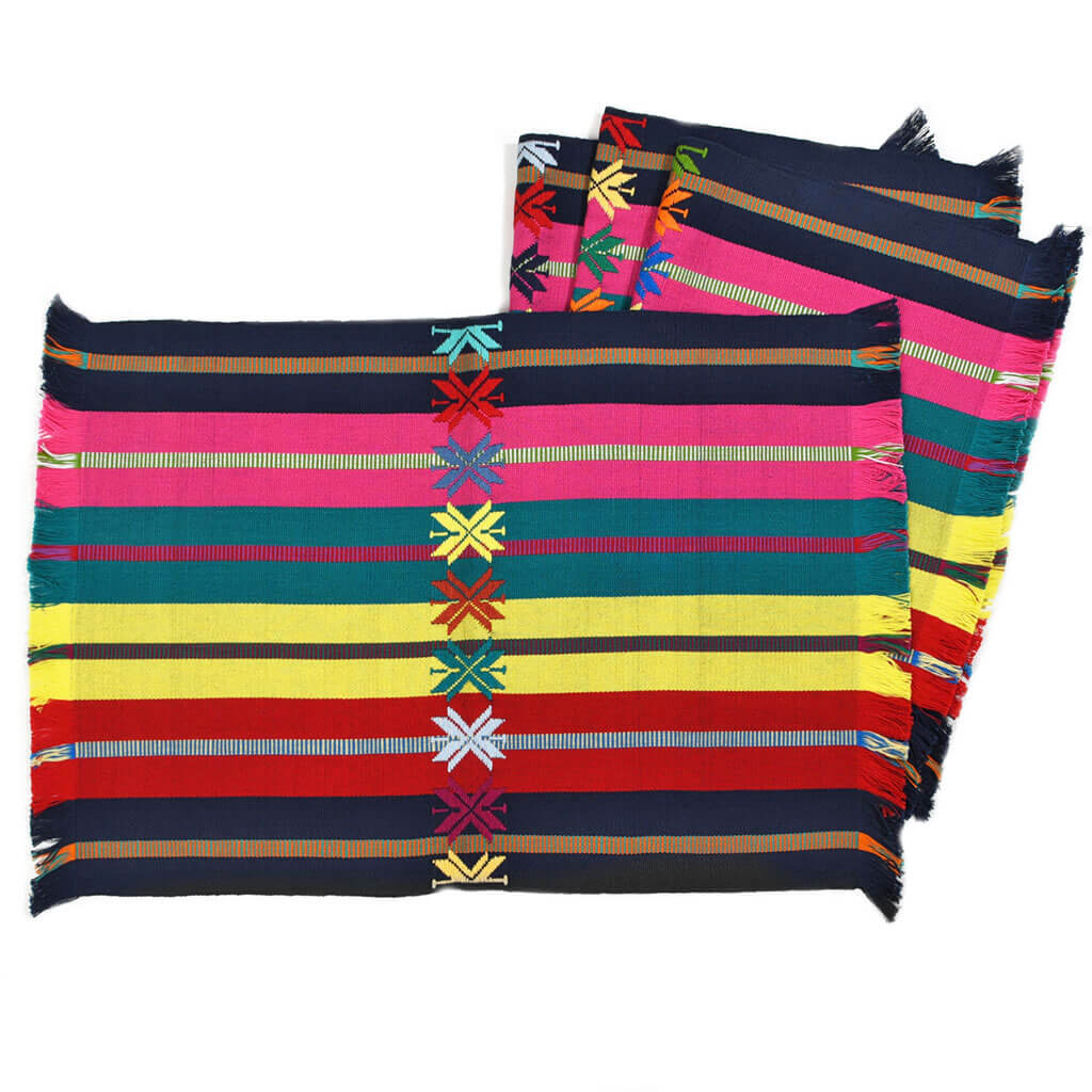 Guatemala weaving placemats navy blue multicolor