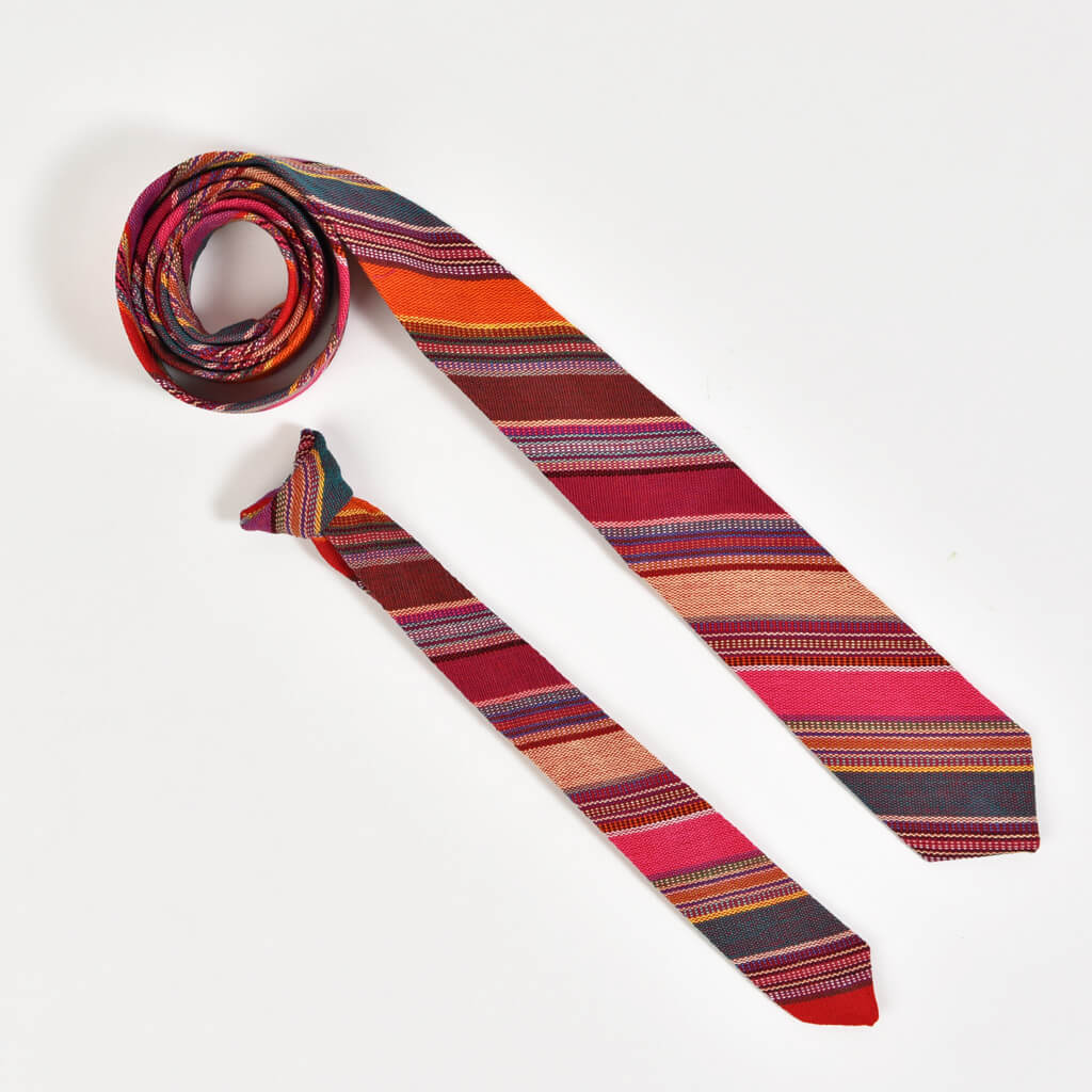 Hand Woven Men's & Boy's Tie Matching Set | Berry Jubilee Stripe