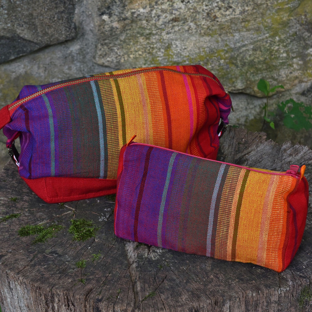 Hand Woven Toiletry Bag Set | Bright Rainbow