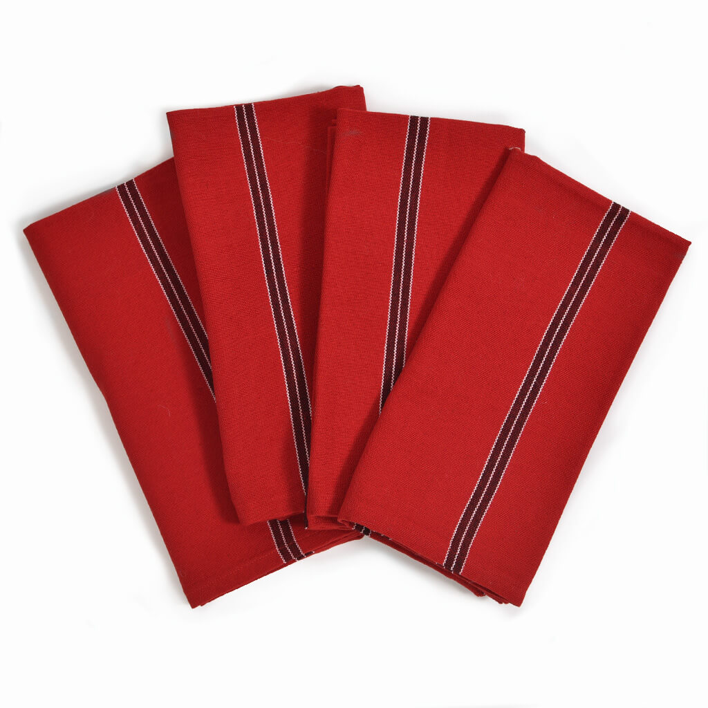 Hand Woven Table Napkins | Cajola Red Stripe
