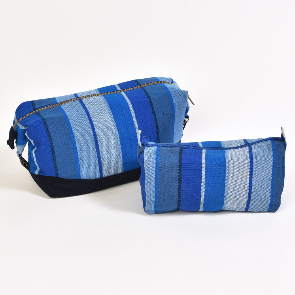 Hand Woven Toiletry Bag Set | Stormy Blues