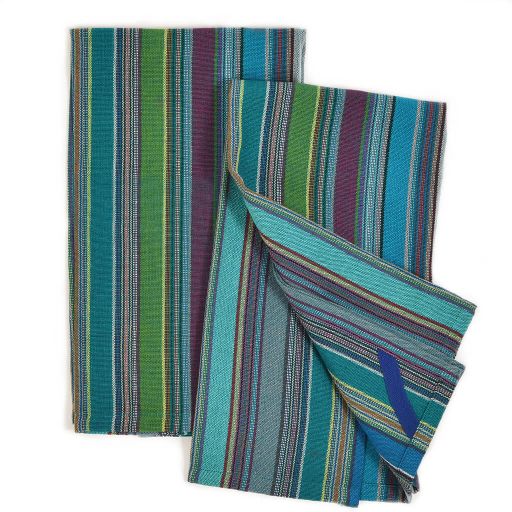 Hand Woven Striped Kitchen Towels | Quetzal Jade