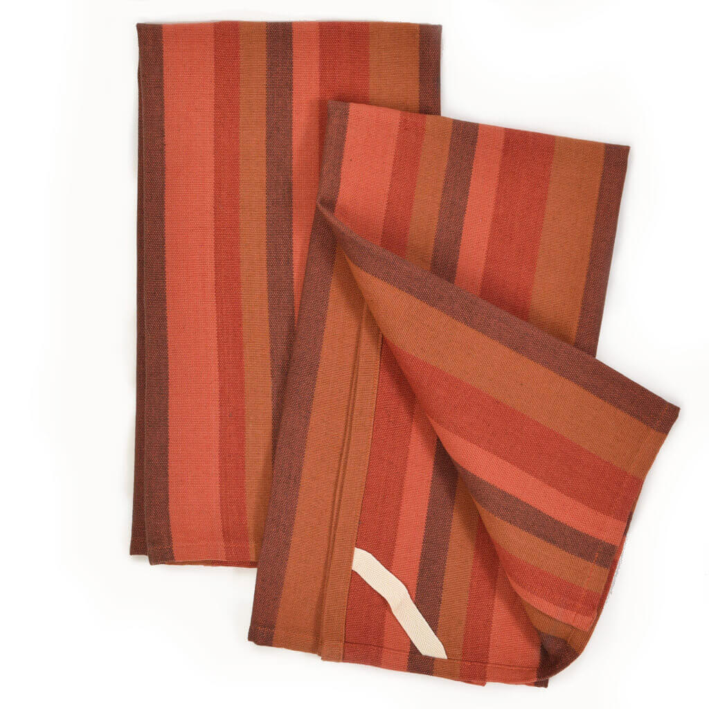 Pumpkin Stripe Handwoven Dish Towels Fair Trade Mayamam Weavers