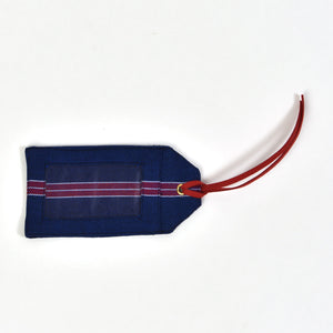 Blue with red and white stripes Luggage tag.