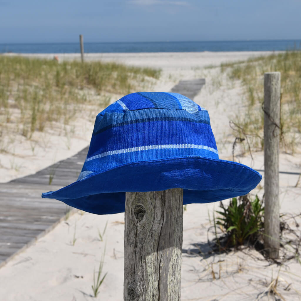 Hand woven Child Bucket Hat | Stormy Blues