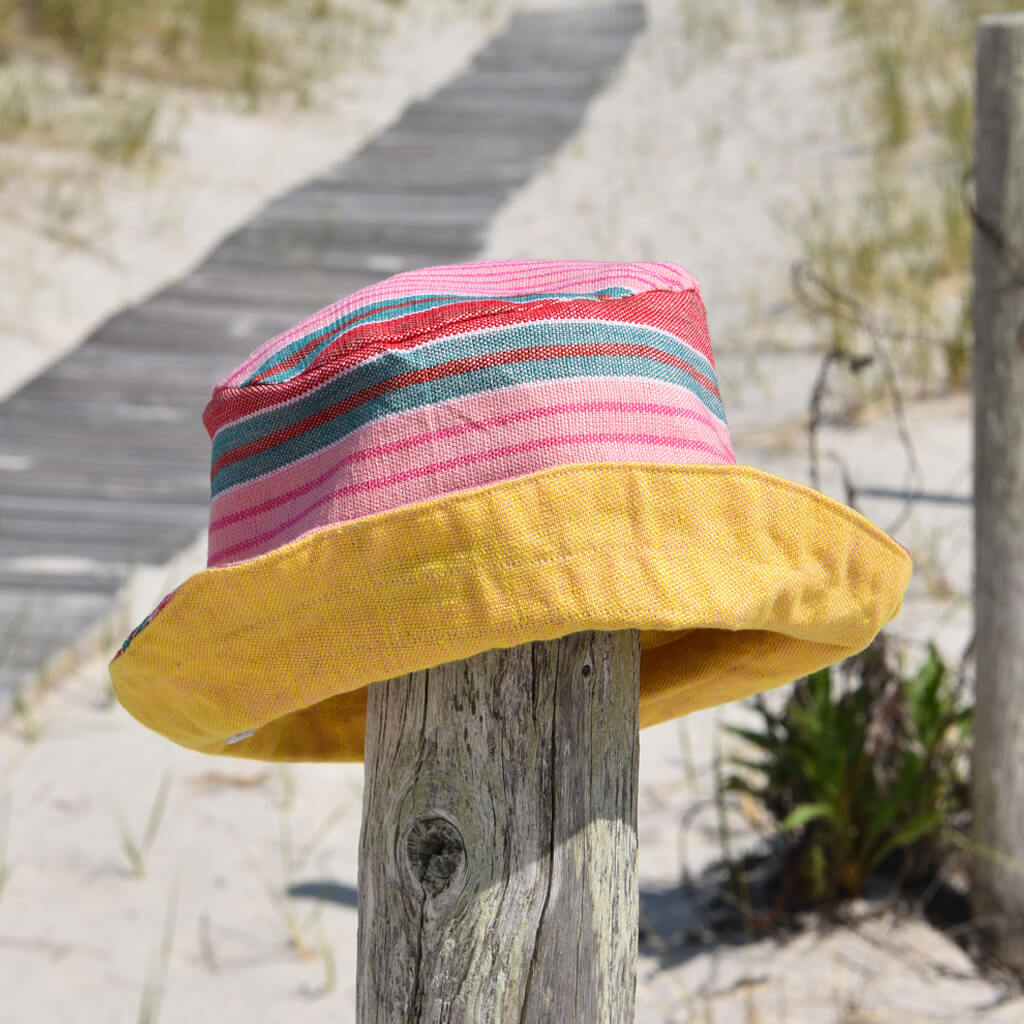 Hand woven Child Bucket Hat | Carousel Stripe